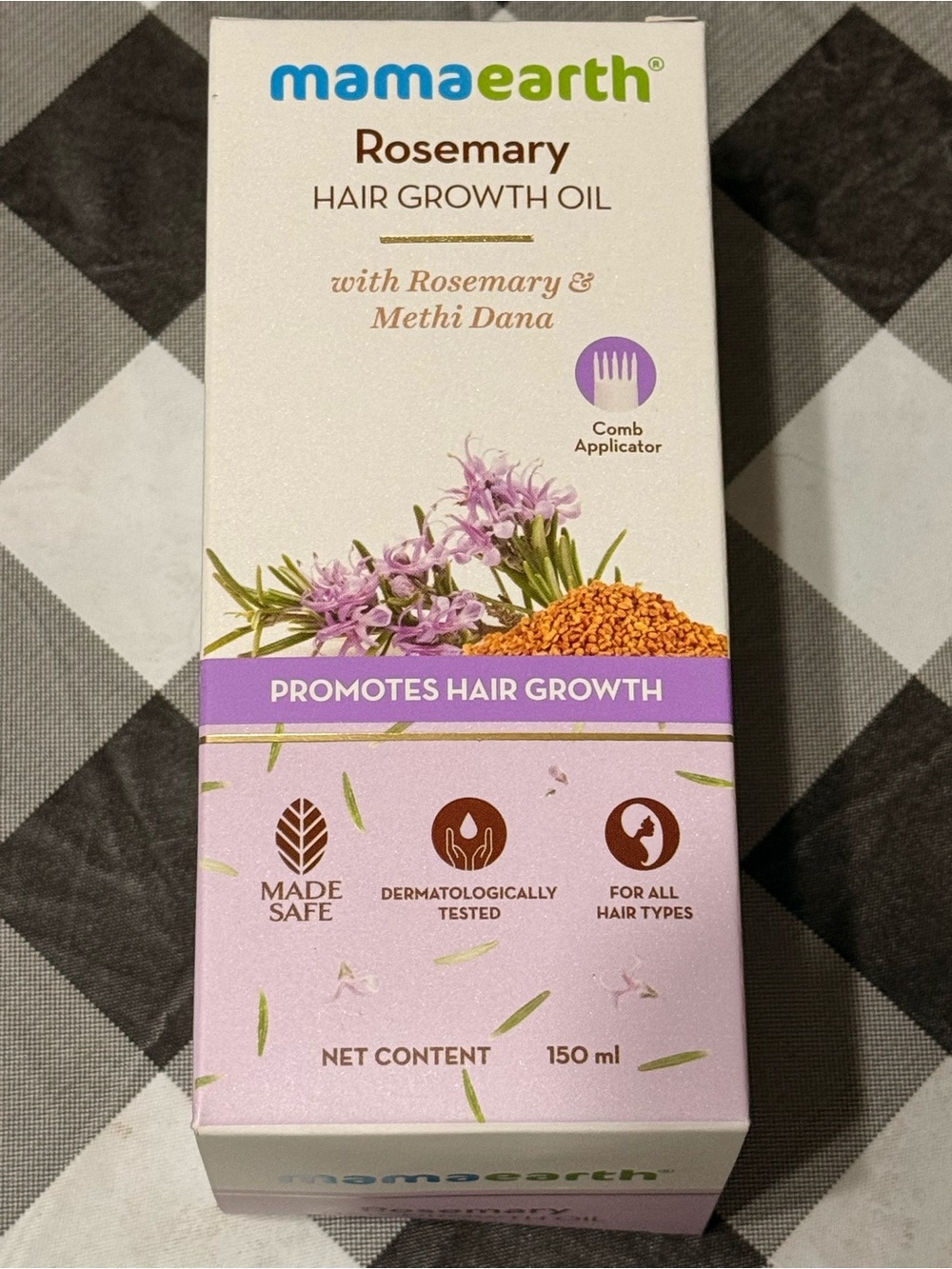 Earth Rosemary Hair Growth Oil in Pink and White Packaging